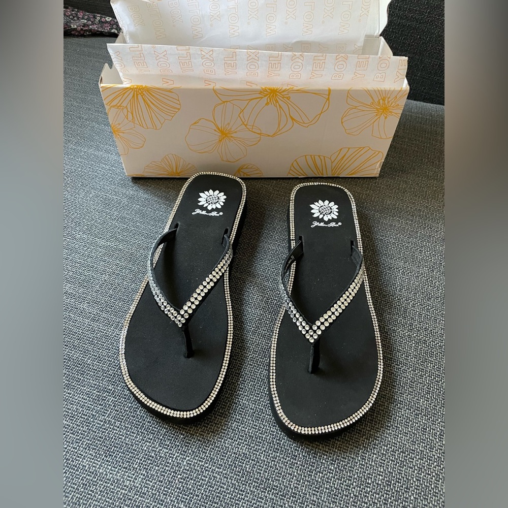Yellow box flip flops. New with box.